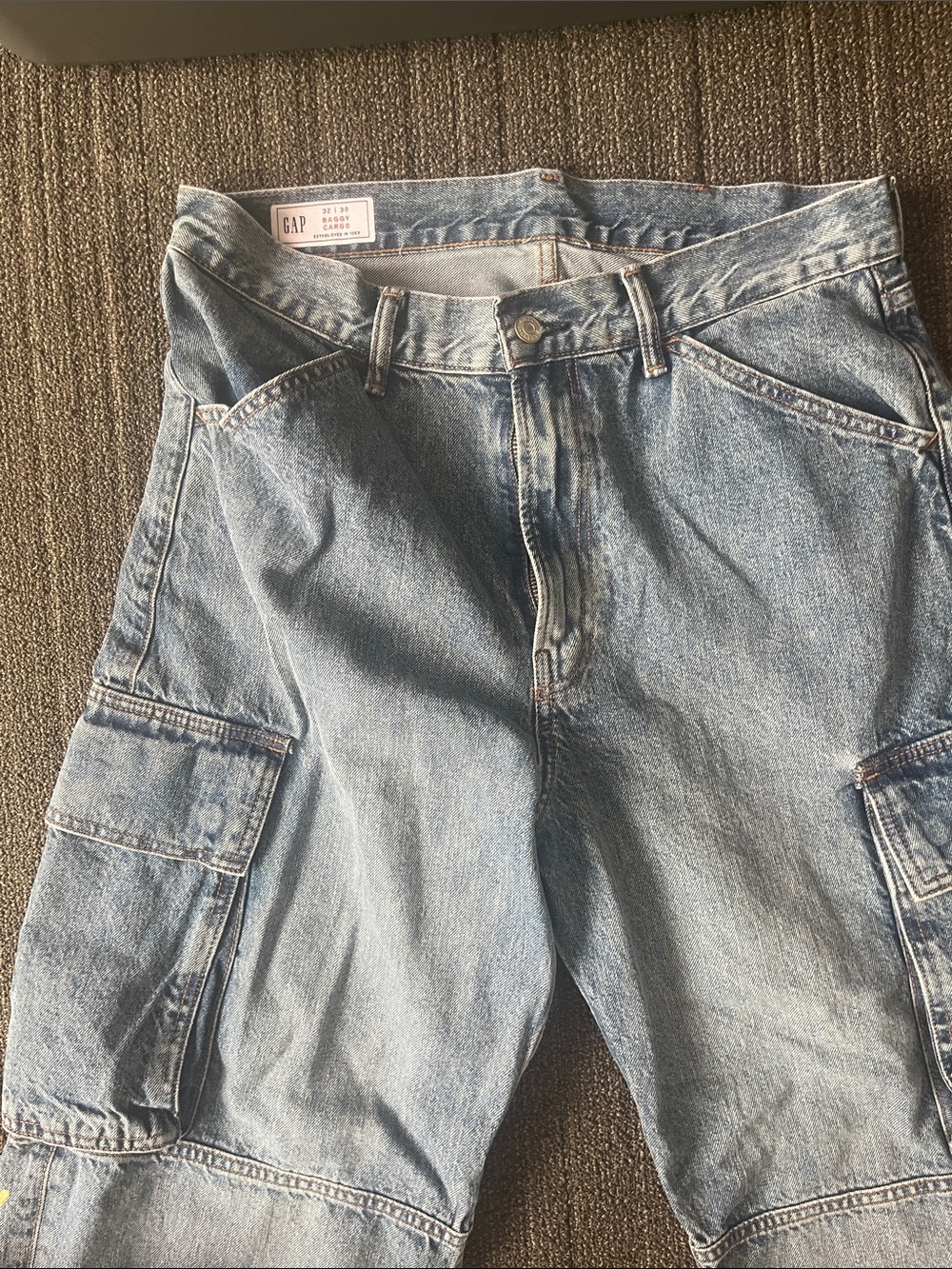 GAP Faded Blue Denim Cargo Pants